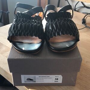 COCLICO Black Strappy Leather Sandals Foxylady style 38